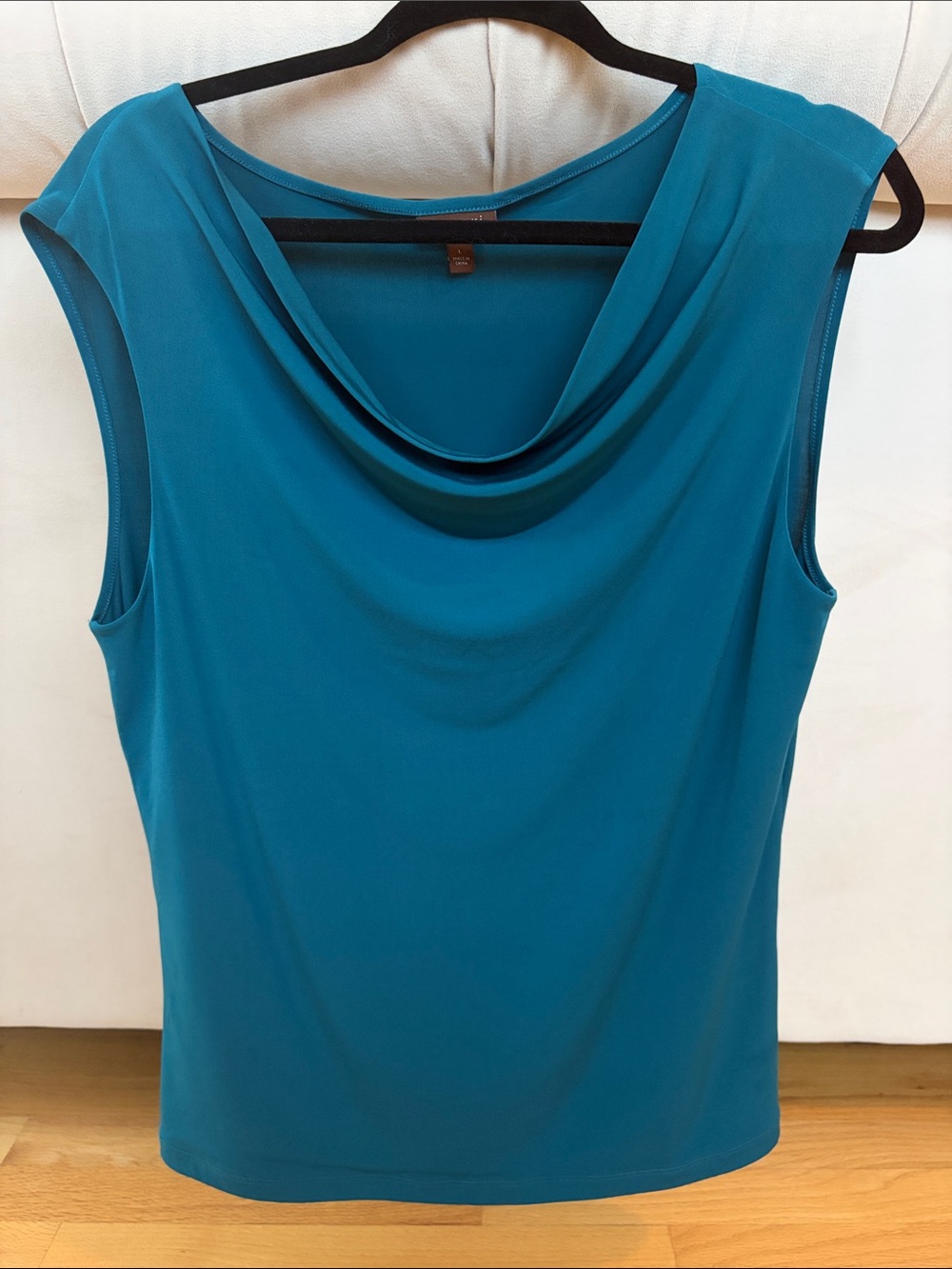 Tesori Teal Sleeveless Cowl Neck Camisole